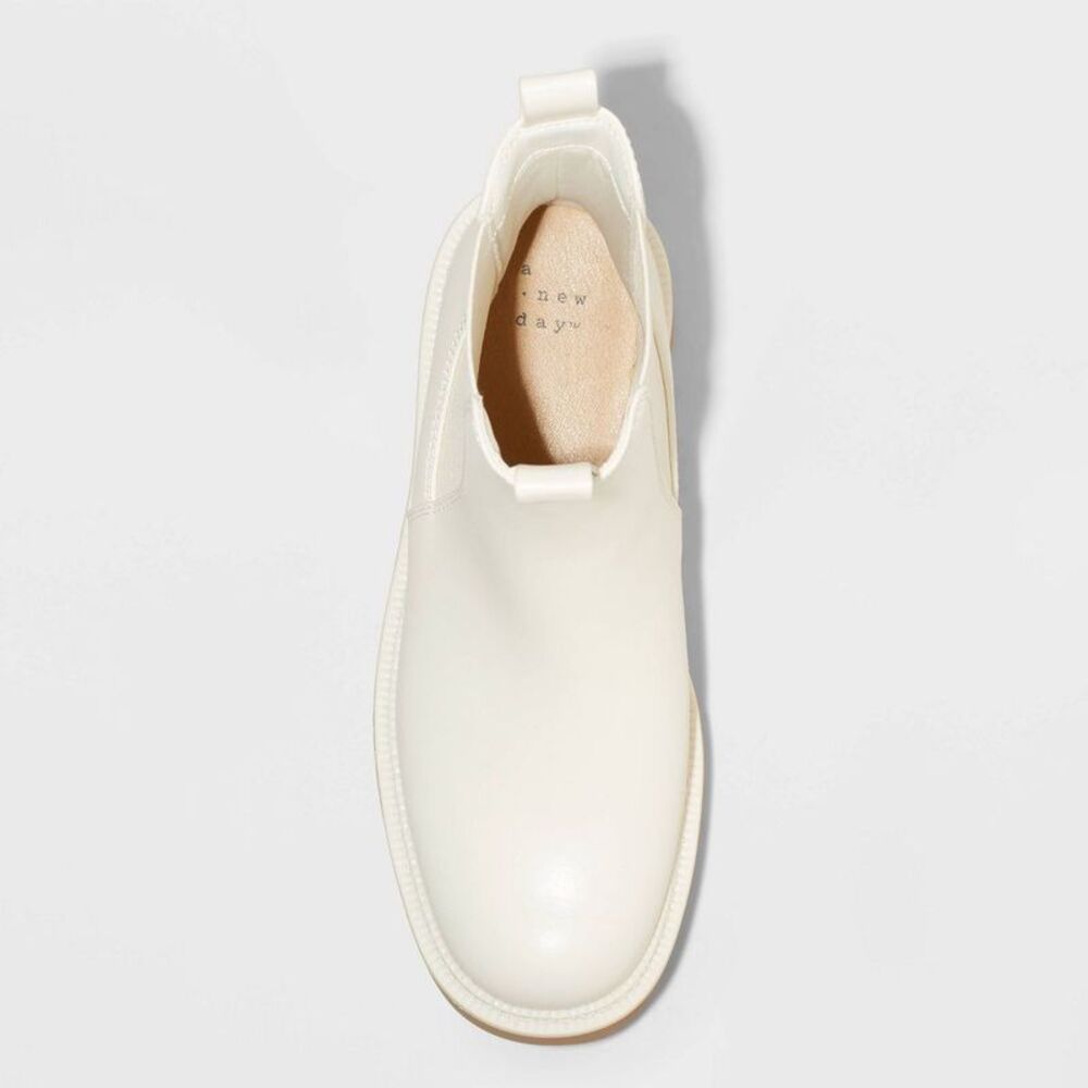 A New Day - A New Day Women's Faux Leather Ankle Chelsea Boots Off-White - Picture 3 of 4